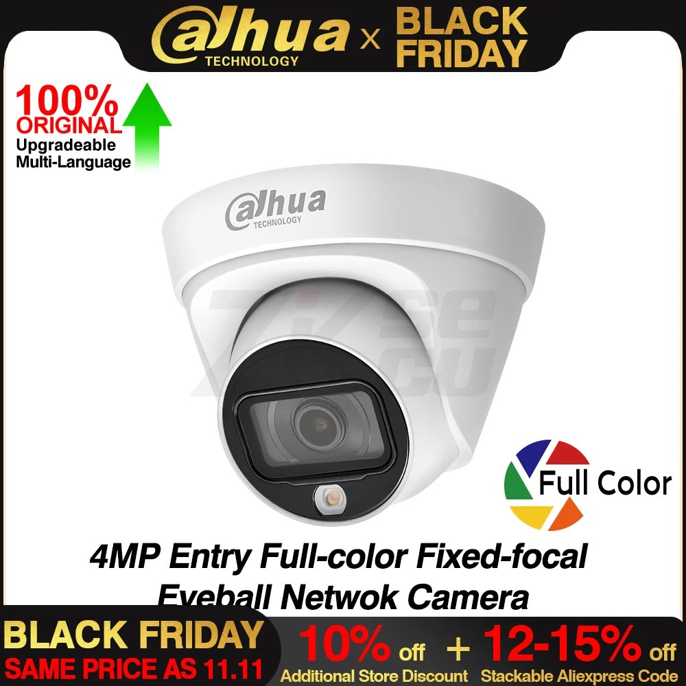 Dahua Original IPC-HDW1439T1-A-LED-S6 4MP 2560×1440 Entry Full Color Fixed-focal Eyeball Network POE IP Camera Built-in MIC IP67