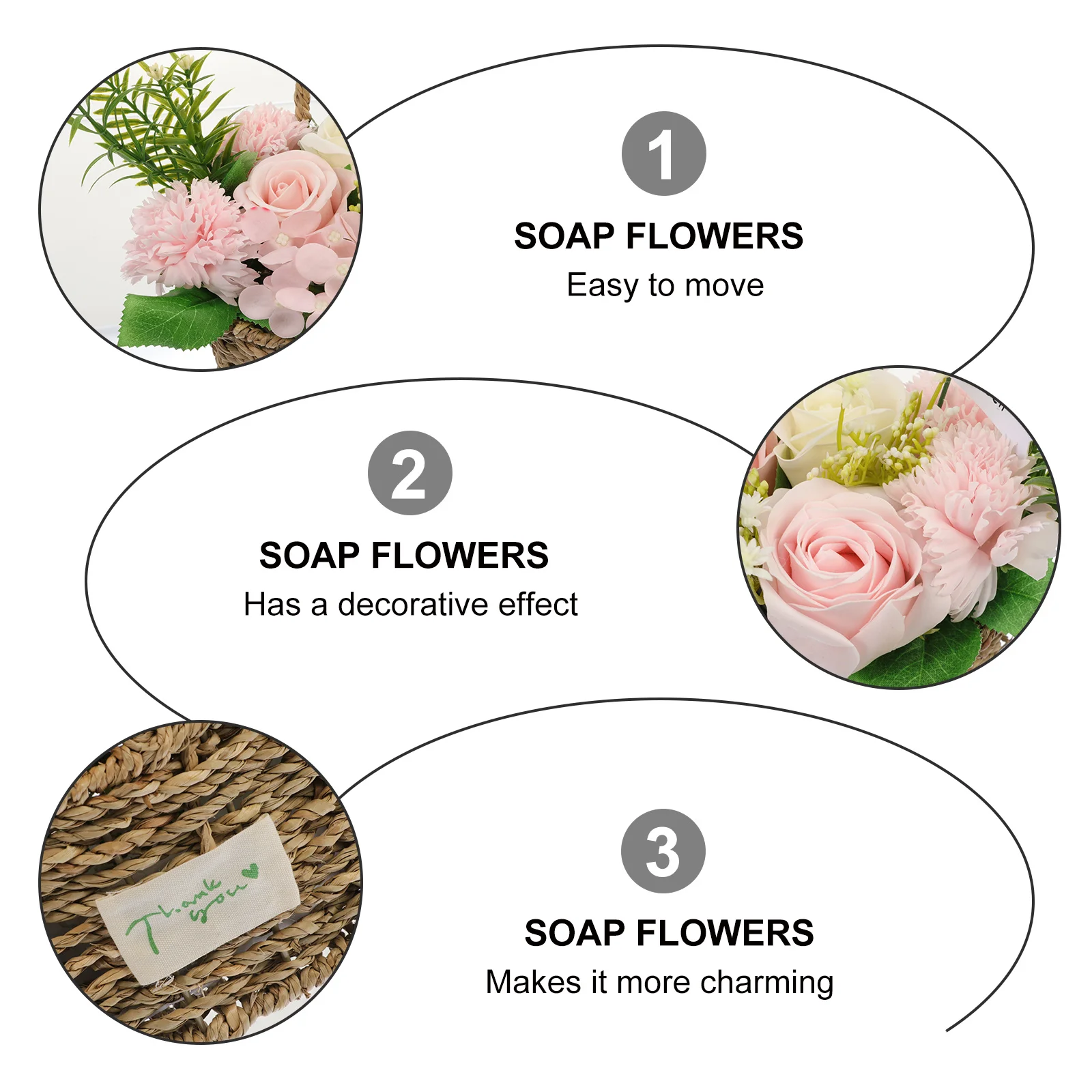 

Artificial Soap Rose Bouquet Hand Basket Eternal Love Symbol Unique Valentine's Day Gift Soap Flower Rose Flower Petal