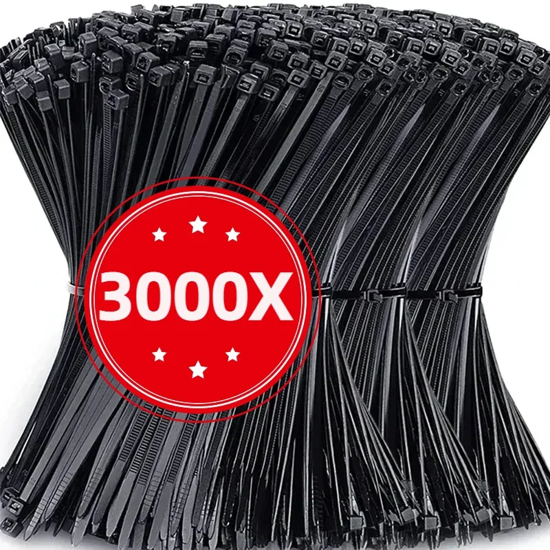 100-3000PCS Reusable Nylon Cable Ties Plastic Flanges Ties Adjustive Cable Ties organizer Clamp Self-locking Office Wire Zip