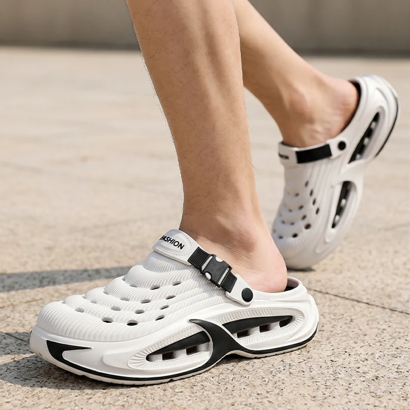 Komfortable, dicke Plateau-Clogs für Herren – Sommer 2026 Patchwork EVA Strand-Sandalen mit weichem Luftkissen und Übergröße