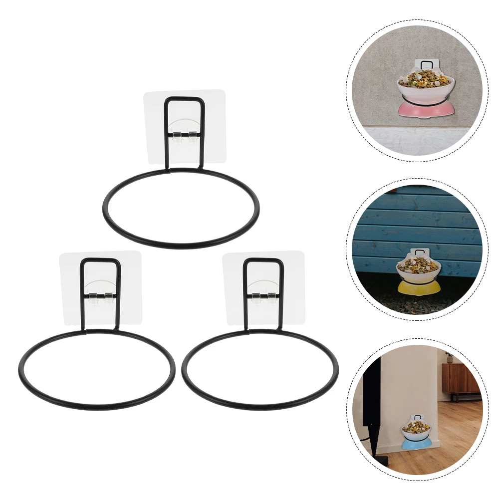 

1 set Pet Bowl Rack Hanging Food Basin Wall Pet Hanging Food Basin Rack Mount Bracket Dog Cat Feeder Iron Plastic Non Tip Eating