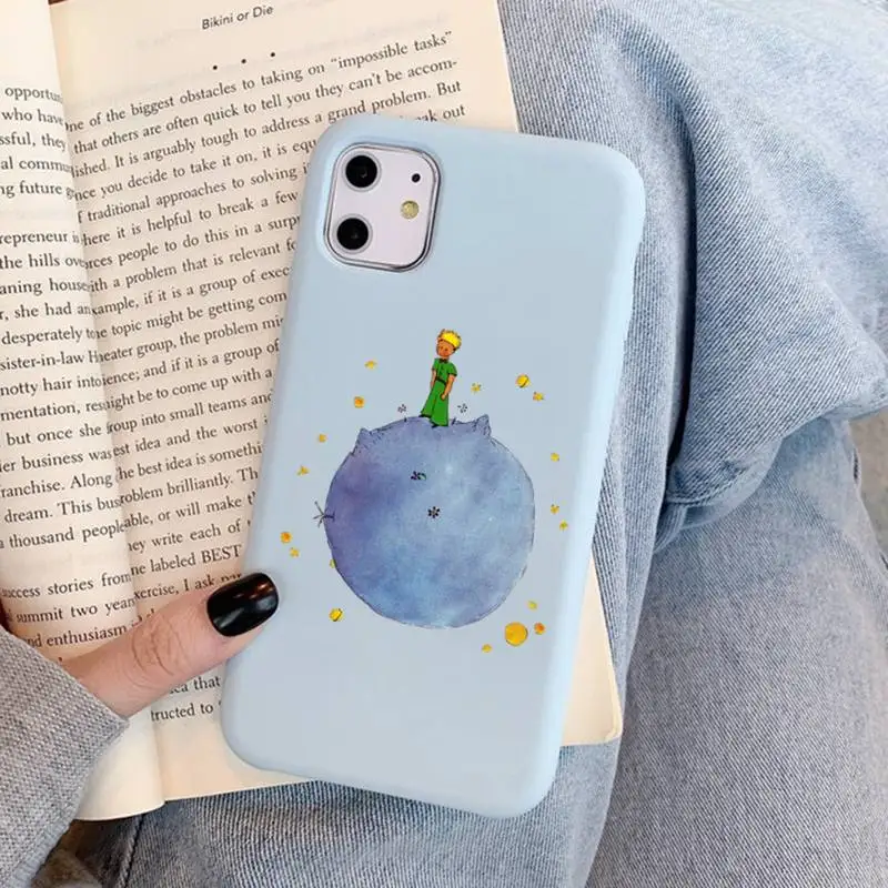 Cartoon The Little Prince fox Phone Case for iPhone 14 11 12 13 Mini Pro Xs Max 8 7 6 6S Plus X XR Solid Candy Color Case