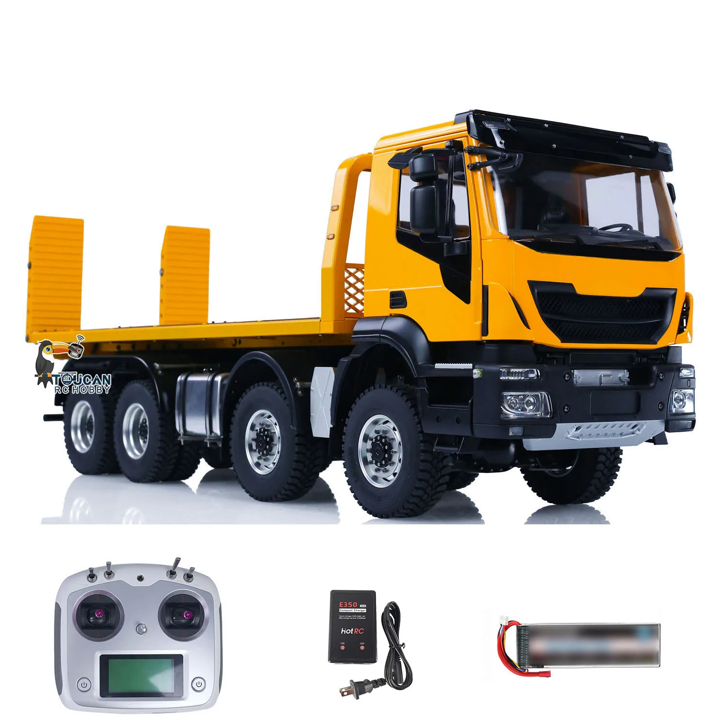 รถยกไฮดรอลิกบังคับวิทยุ 1/14 RC 8x8 2 สปีด รถกู้ภัยบนถนน ระบบล็อคเฟืองท้าย CNC ระบบไฟ ของเล่น