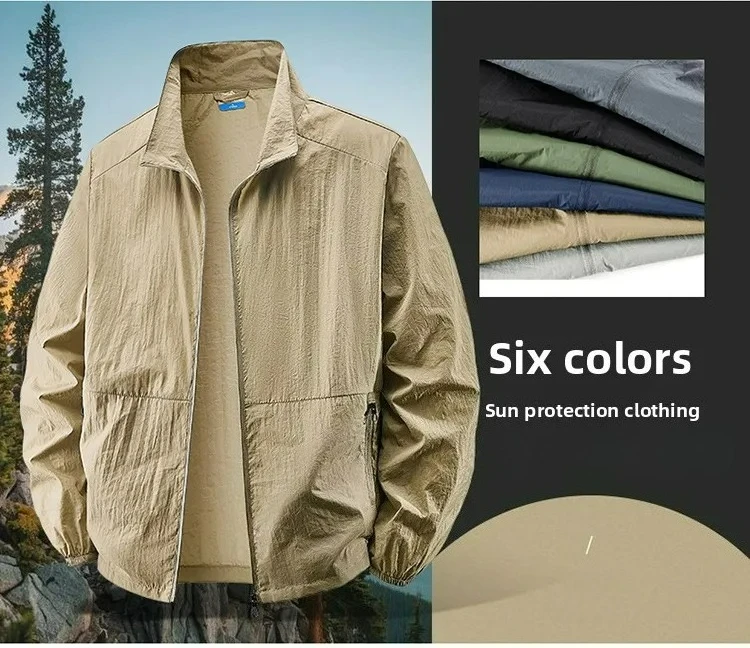 Men's UPF 50+ Sun Protection Jacket - Lightweight Windbreaker with Stand Collar Breathable & Packable for Hiking Running Travel 13 Se562453947c94b48b7c51b9cec7e5884H