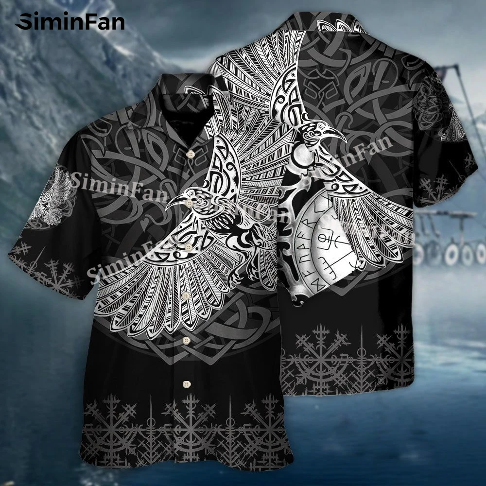 

Raven Valknut Viking Mens Aloha Hawaiian Shirt 3D All Over Printed Male Hawaii Beach Tshirt Female Summer Lapel Tee Unisex Top-2