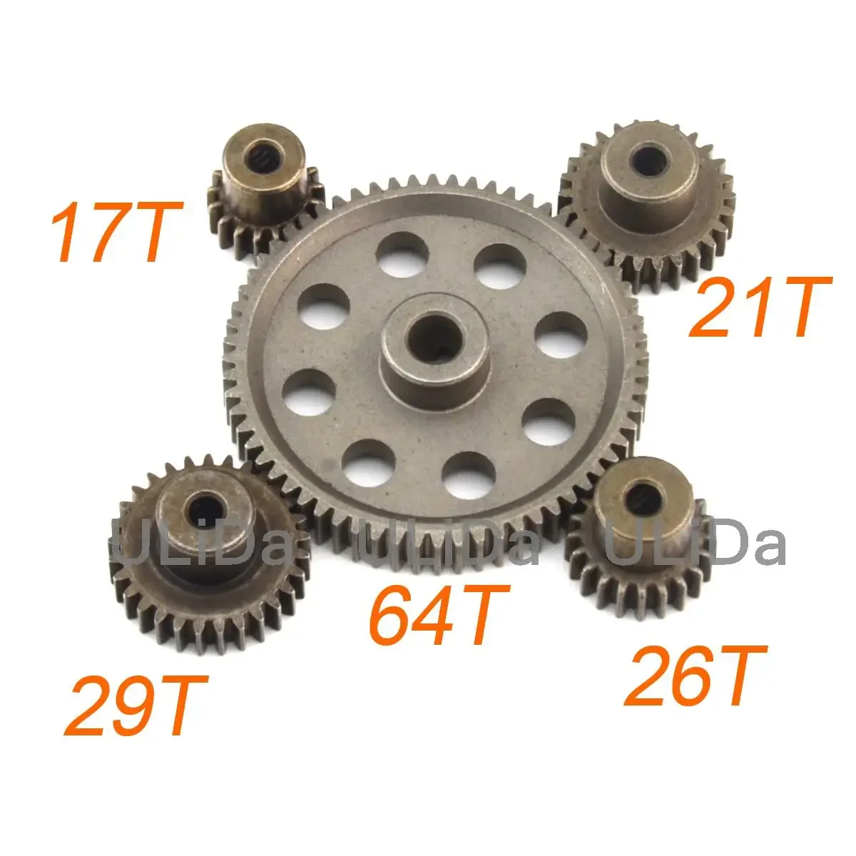 Motor Pinion Gears 17T 21T 26T 29T 11184 Steel Metal Spur Diff Main Gear 64T for 11189 11176 11181 11119 HSP RC Truck Car Parts 