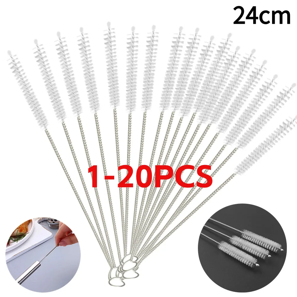 1-20PCS Nylon Straw Cleaners Cleaning Brush Drinking Pipe Cleaners Stainless Steel Bottles Tubes Car Cleaning Coconut Brush