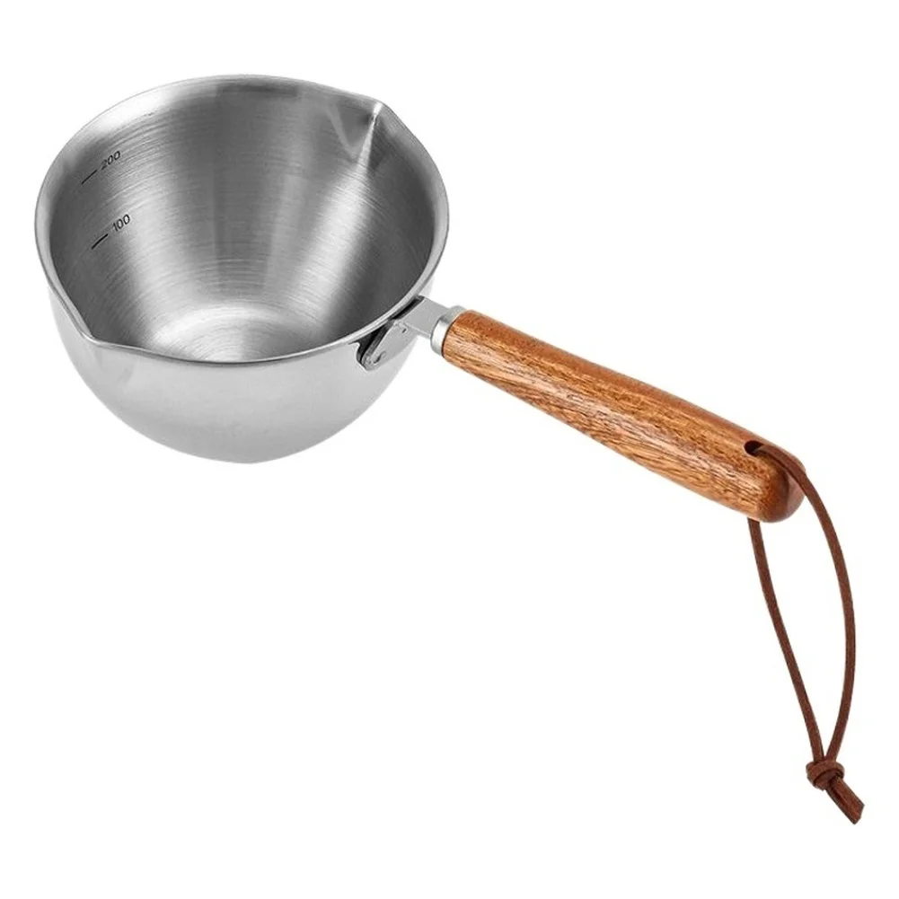 Dual Spout Pot 11*10*5.5cm Pouring Heating Pot 304 Stainless Steel Ergonomic Design Heat-Resistant Handle Cooking Oil