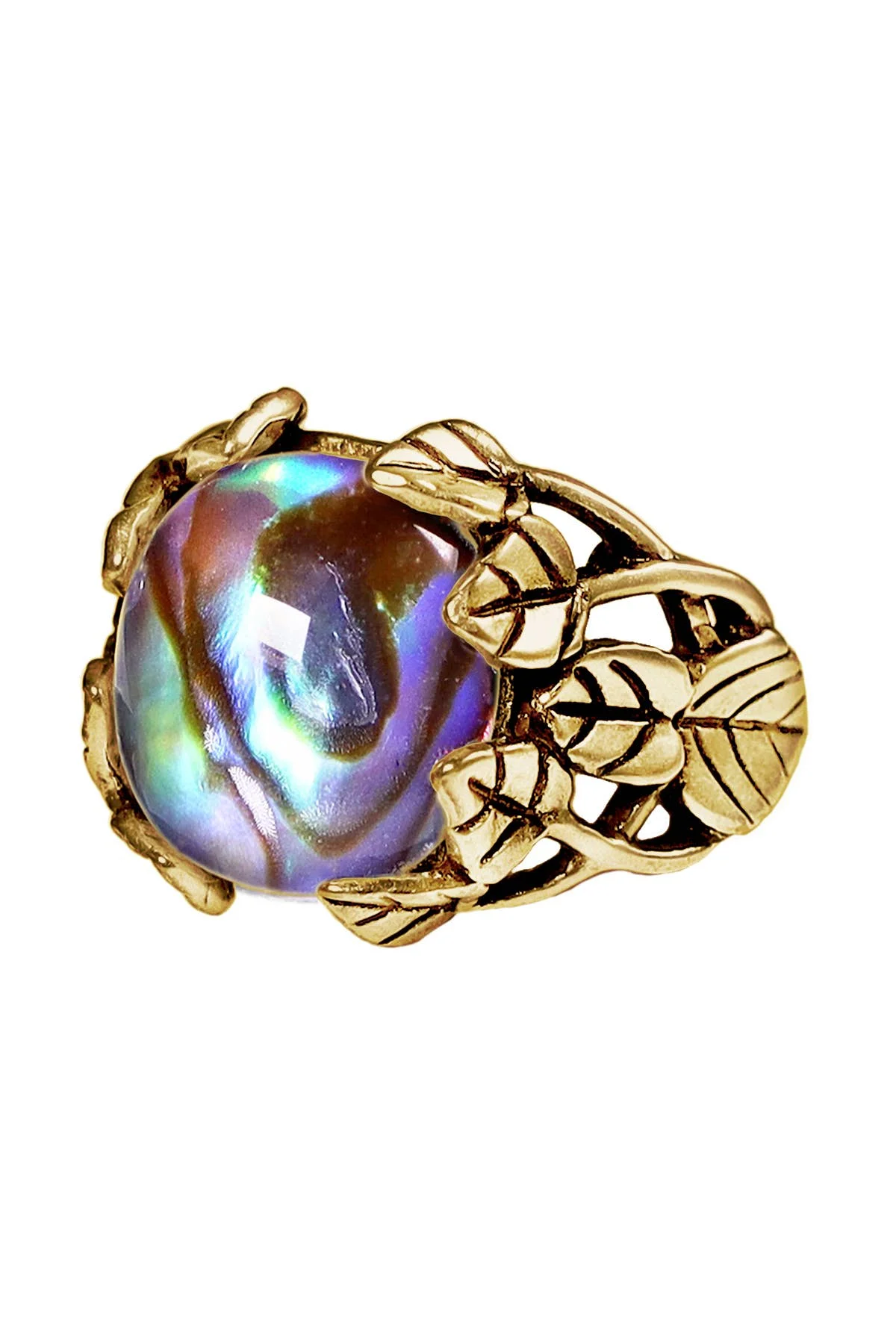 

Natural Abalone Garden Ring Hand Carved Crafts Gemstone Jewelry Gifts for Women Men