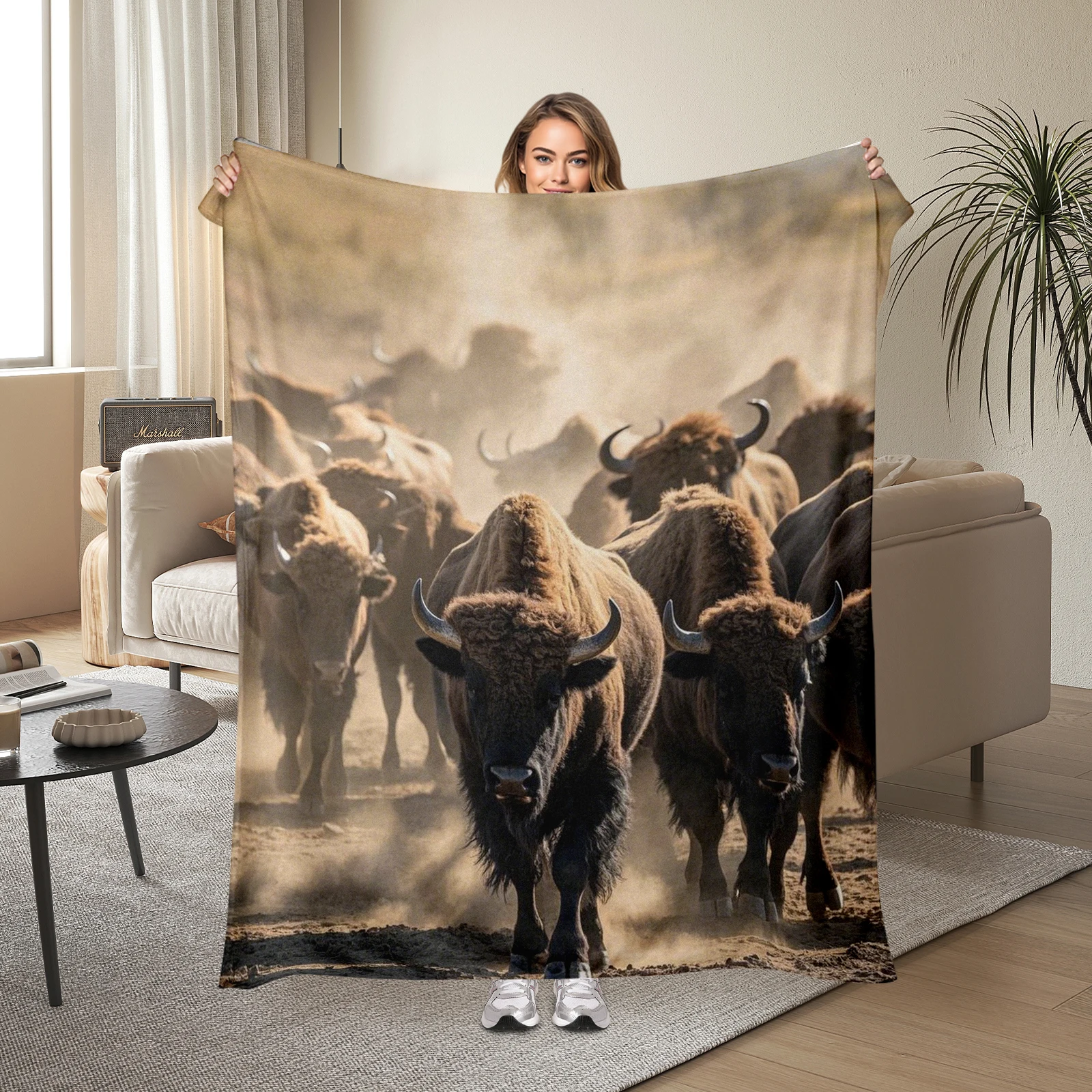 

Bold Bison Herd Racing Through The Prairie Blanket Perfect For Family And Friends Kids To Inspire Curiosity