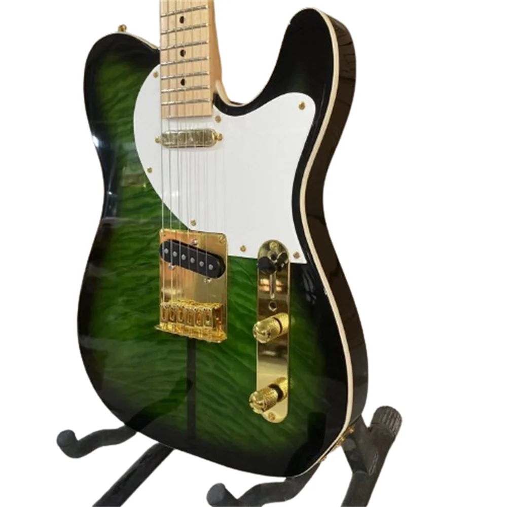 

Tele Electric Guitar Green Blast Color Gold Hardware