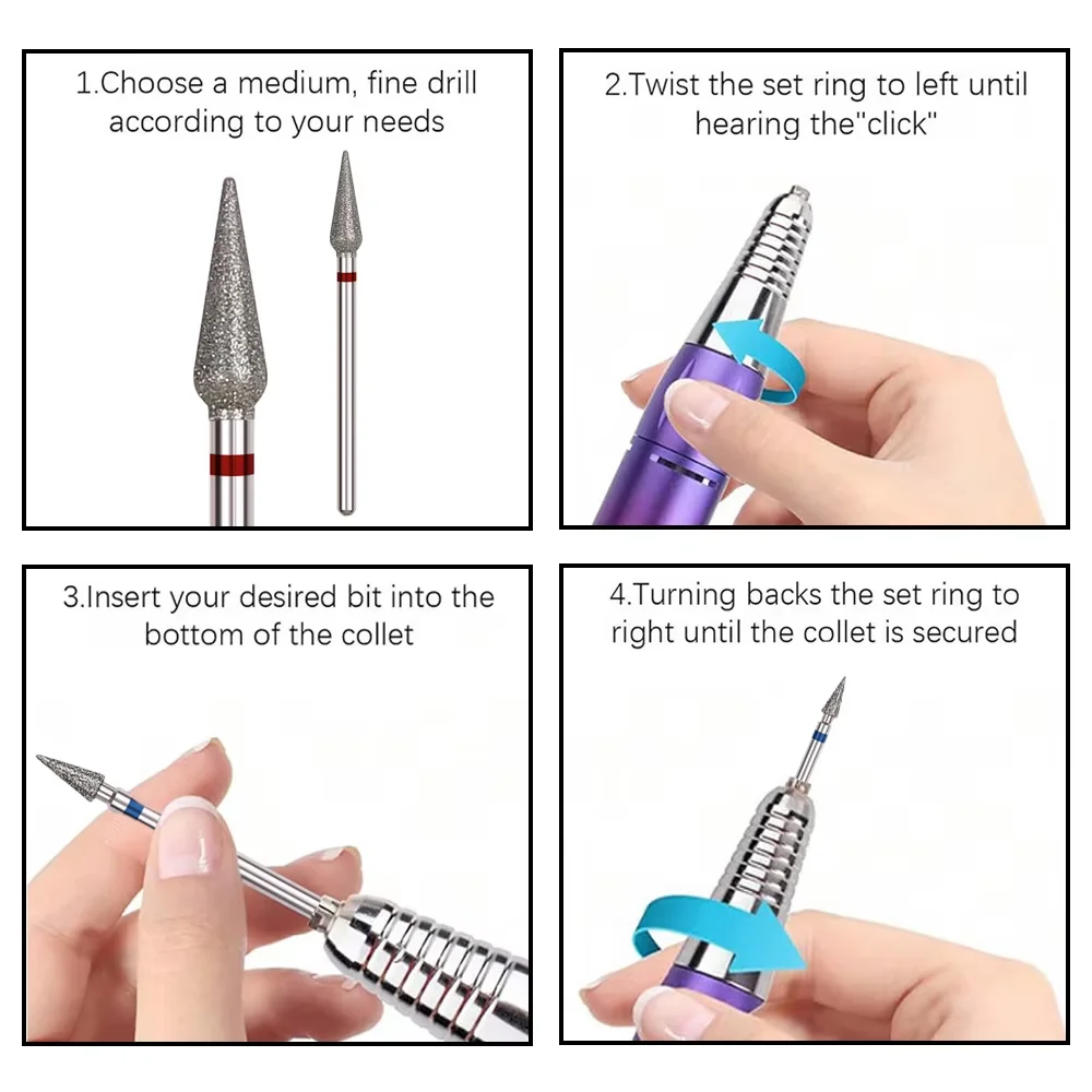 2Pc Nail Drill Bits Machine Pedicure Manicure Foot Cuticle Clean Tools Nail File Grinding Head Nail Art Tools Accessories Polish