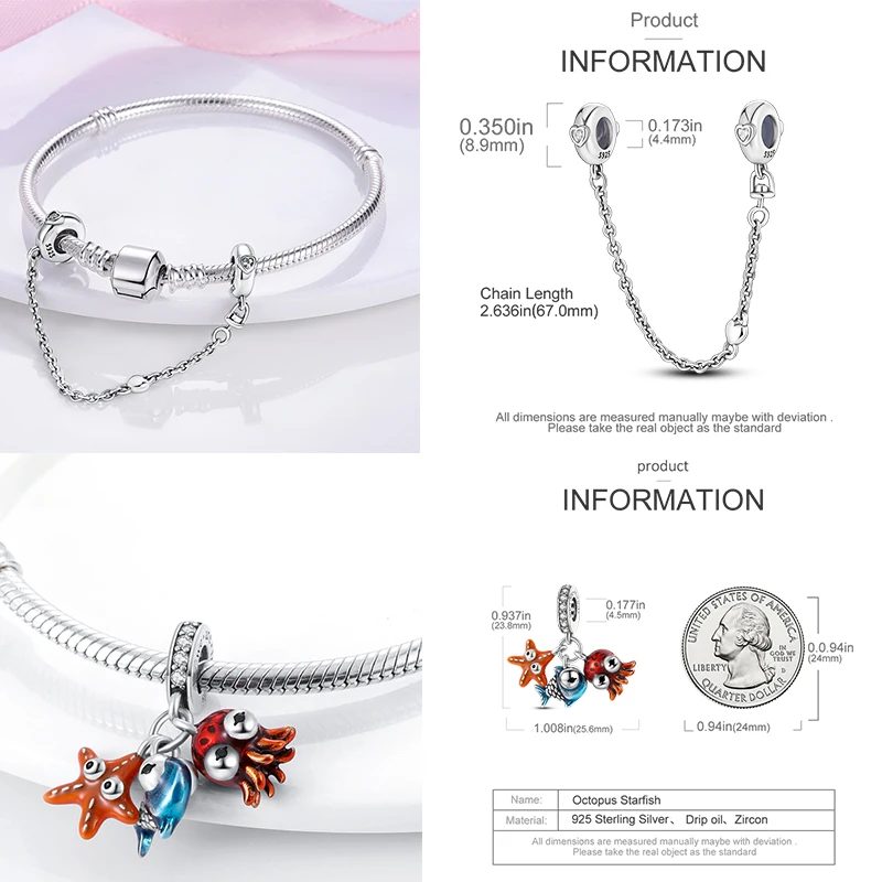 925 Sterling Silber Charm-Perlen Kaffee Ei Toast Sonne Mond Motorrad Schmetterling Frucht DIY Armband Halskette Geschenk für Frauen – Detail 11