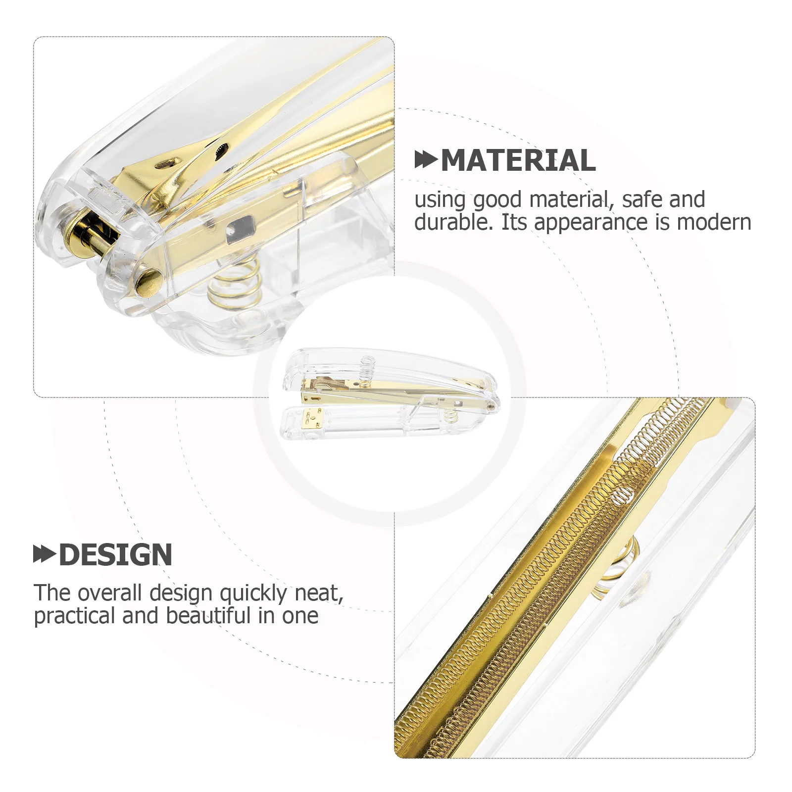 

Transparent Plastic Stapler Rose Gold Portable Mini Book Handheld For Kids Students Office Home School Classroom Use Small Clear