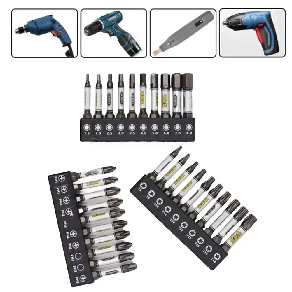 1/4 Screwdriver Bit Set Magnetic Impact Cross Hexagonal Torx With Bit Holder For Socket Switch Power Universal Screwdriver Tool