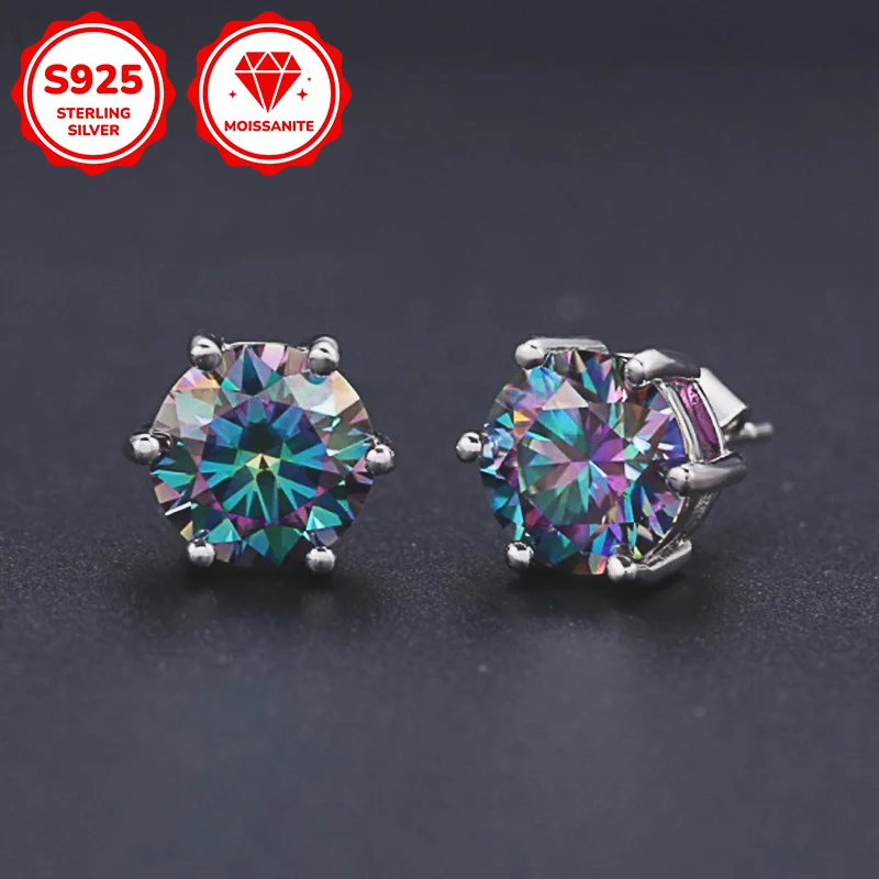 

1 Pair 1/2/3 Carat S925 Chic and Sparkling Moissanite Earrings, A Birthday Gift for A Friend, Suitable As A Commemorative.