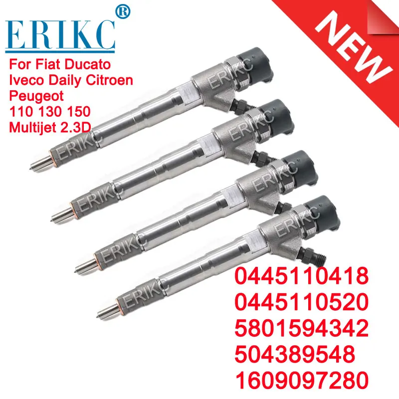 4PCS 0445110418 0445110520 Diesel Fuel Injector for Fiat Ducato Iveco Daily Citroen Peugeot 2.3D 5801594342 504389548 1609097280