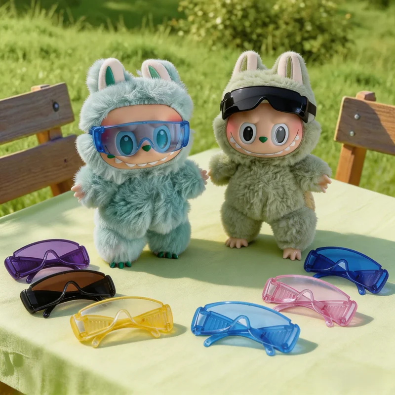 

Подходит для очков Labubu, 17-сантиметровых плюшевых кукол, универсальные пластиковые очки, аксессуары для DIY, декоративные подарки, милые детские игрушки