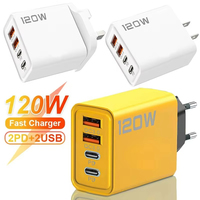 PD 120W 4 Ports USB C Charger3.0 Fast Charging Type C USB Phone Chargers Quick Charge Adapter for Samsung IPhone Xiaomi Huawei