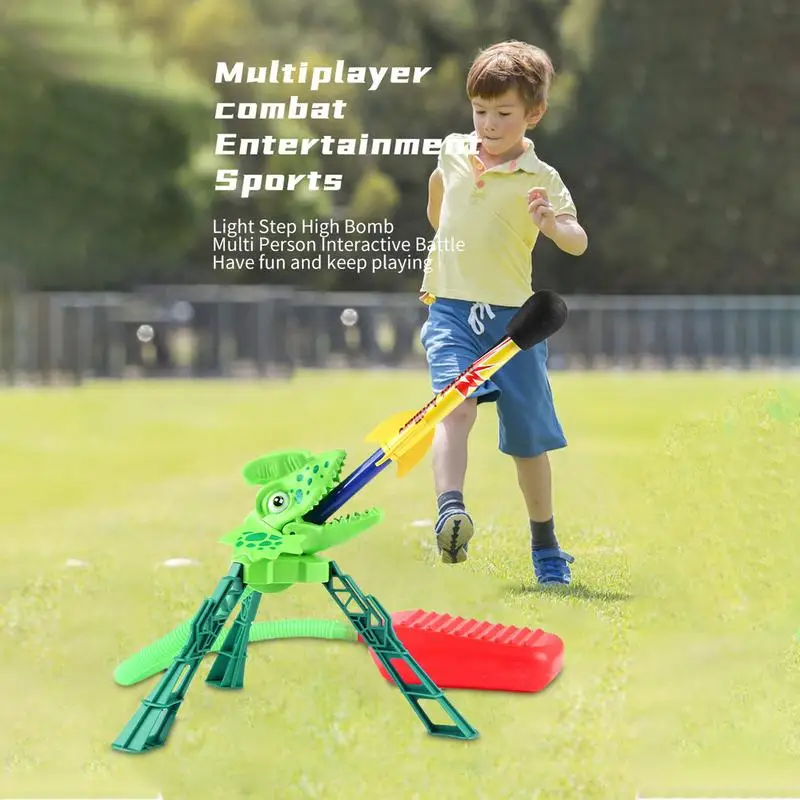 Rocket Launchers For Kids Dinosaur Air Launcher STEM Toy With 6 Foam Rockets Garden Toys Rockets Kids Toys STEM  Sport Game Toy