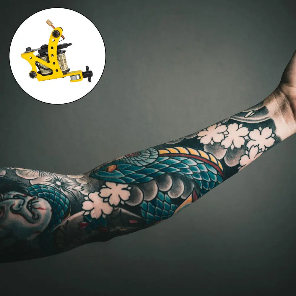 

Premium Coil Tattoos Machine in Yellow Strong Iron Build No Noise during Use Copper for Professional Body Art