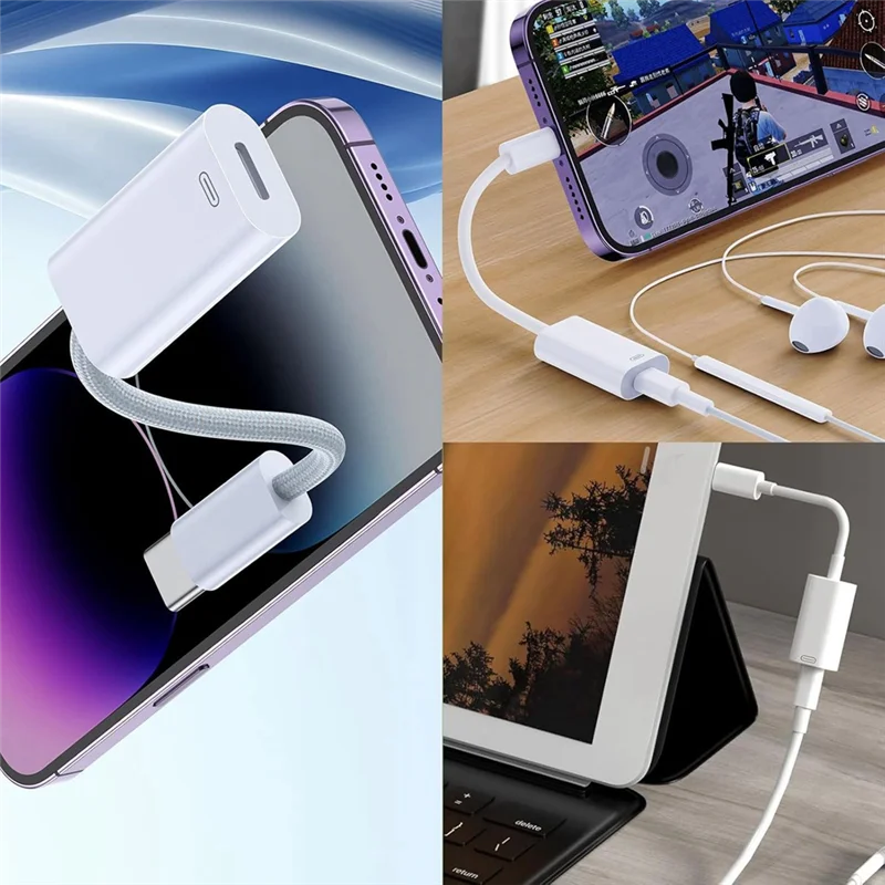 AS95-USB C ذكر إلى لواجهة أنثى محول كابل دعم الشحن + سماعة الرأس + الاتصال + نقل البيانات آيفون 16