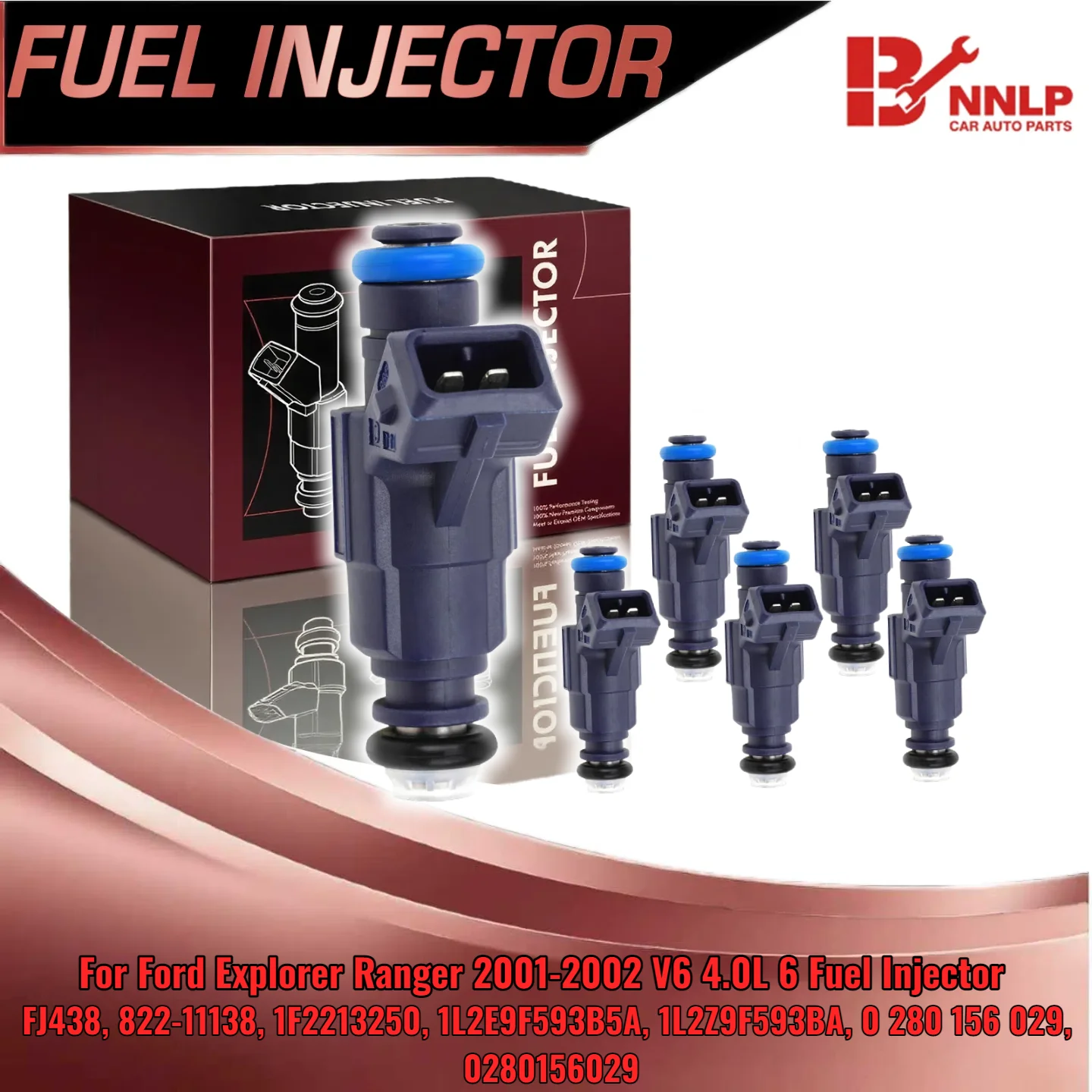 

Set of 6 Fuel Injector for Ford Explorer Ranger 2001-2002 for Mazda for Mercury V6 4.0L 1L2Z9F593BA 1L2E9F593B5A 0280156029