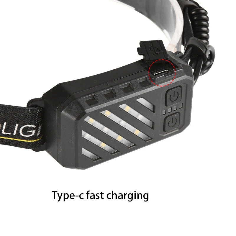 โคมไฟหลอดไฟหน้า LED XPG + COB, โคมไฟหลอดไฟหน้า USB แบบชาร์จไฟได้สำหรับตกปลาวิ่งและตั้งแคมป์