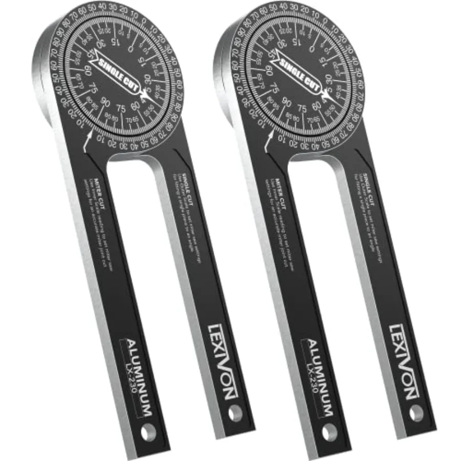 

2-pack] Aluminum Miter Saw Protractor Rust Proof Angle Finder Featuring Precision Laser Engraved Scales