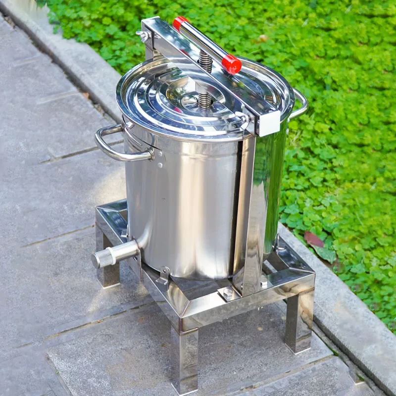 For Household Honey Press Machine, Stainless Steel Honey Squeezer with Bucket Lid for Raw Honey Processing
