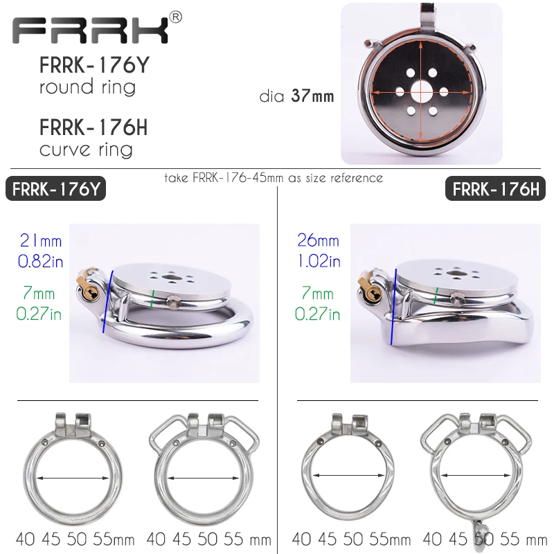 FRRK Pancake Chastity Cage with Built-in Lock Metal Penis Rings Stainless Steel BDSM Adults Sex Toys Erotic Intimate Products