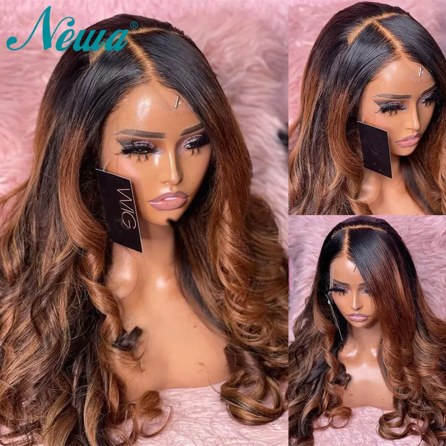 

Newa Hair Ombre Colored Human Hair Wigs 360 Transparent Lace Frontal Wigs Pre Plucked Full Lace Wigs 13x6 hd Lace Front Wig