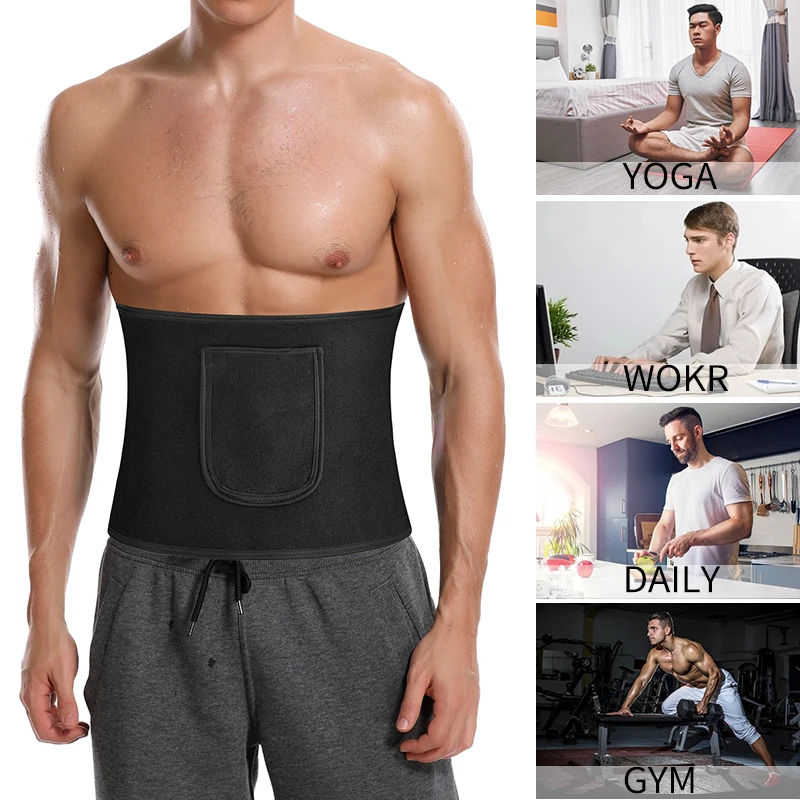 Moldeador de Cuerpo Adelgazante para hombres, entrenador de cintura, cinturón recortador con corsé de bolsillo para Abdomen, moldeadores de vientre,