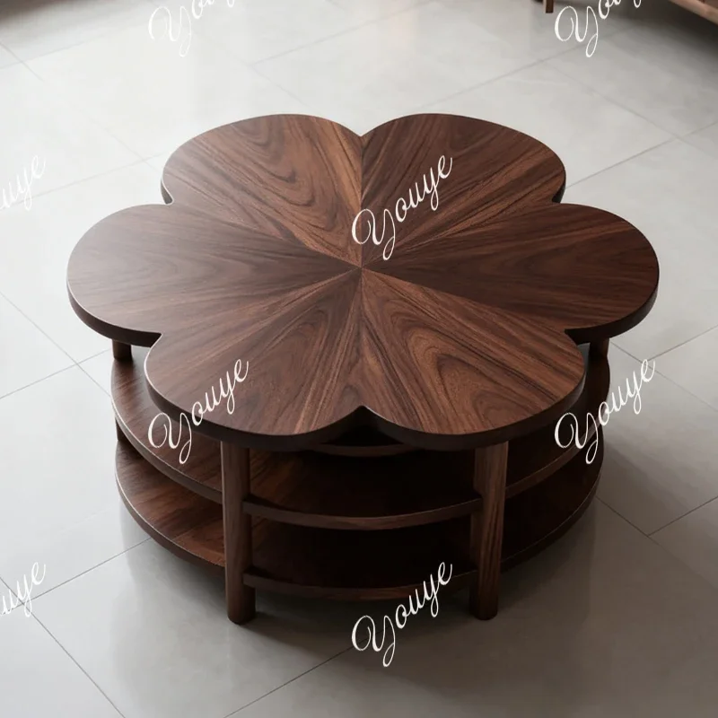 

J New Chinese Style All Solid Wood Coffee Table Simple Modern Flower Design Coffee Table Nordic Home Living Room Tea Table