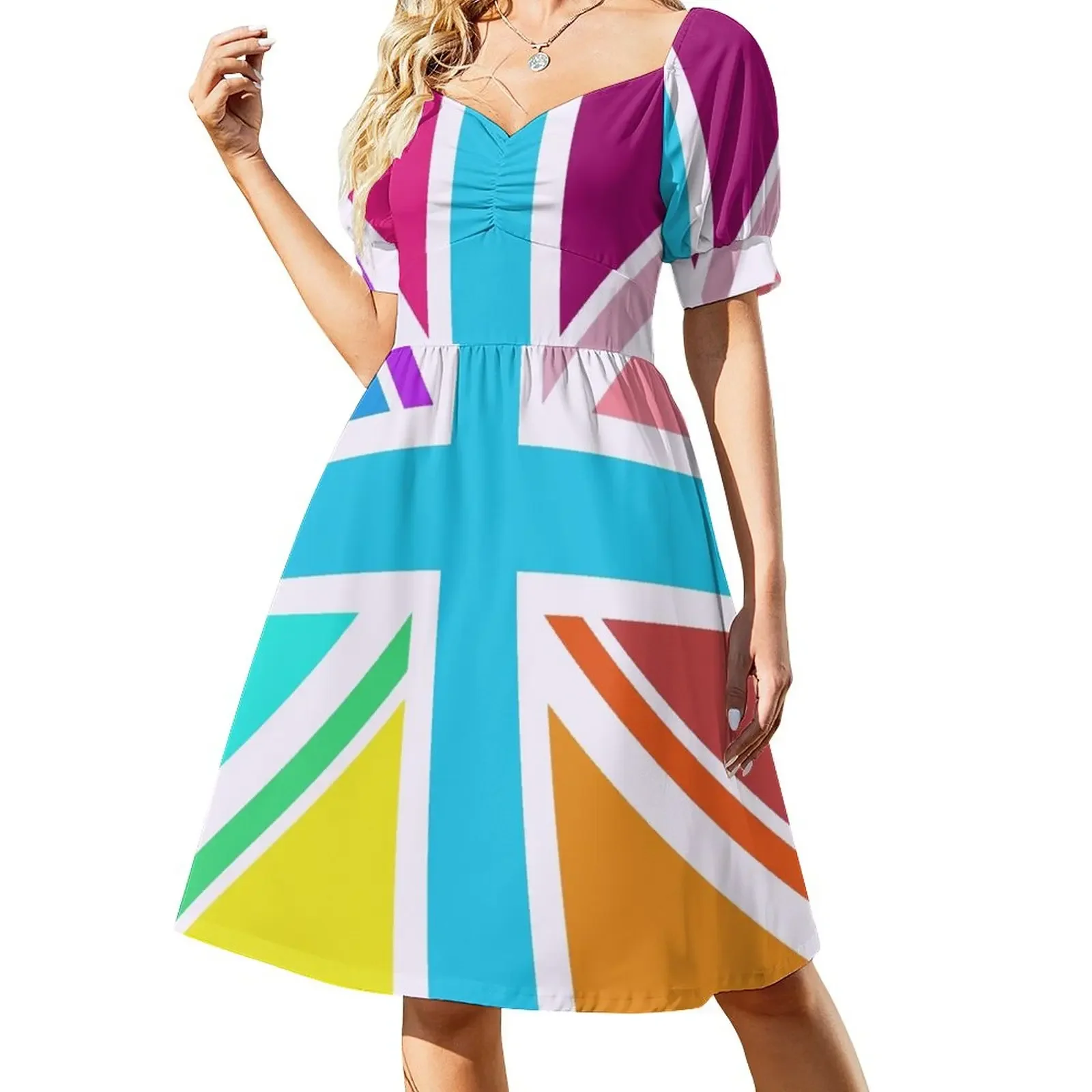 

Union Jack Multicoloured Design Short-Sleeved Dress summer dress women 2025 Elegant gowns