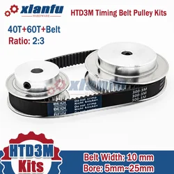 HTD3M 40T 60T Timing Belt Pulley Kits Belt Width 10mm Ratio 2:3 Bore 5~25mm Wheel Set HTD 3M 40Teeth 60Teeth Pulley Set for CNC