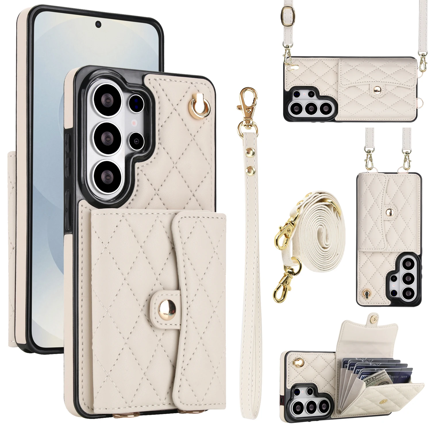Luxury Crossbody Wallet Leather Cards Holder Case For Samsung Galaxy S26 S25 S24 S23 S22 Ultra Plus FE A16 A15 Shockproof Cover