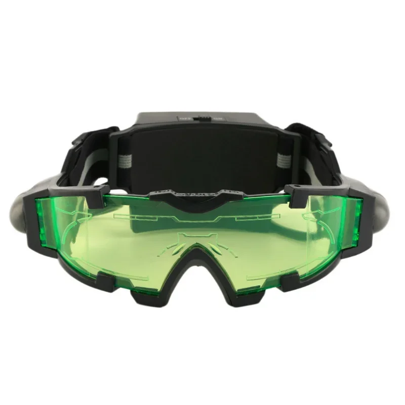 Ajustável LED Night Vision Motocicleta Goggles, Motorbike Racing, Caça Óculos, Óculos com Flip-Out Light, Windproof