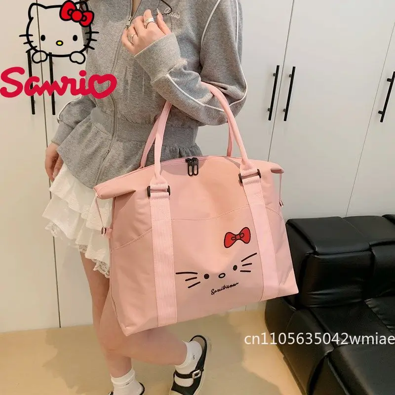 HelloKitty New Women's Travel Bag Large Capacity Hand Luggage Storage Packet Cartoon Versatile Short Distance Boarding Package