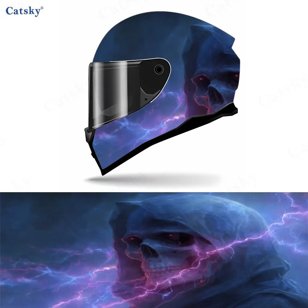 

Red Lightning Skull Pack - Scratch-Resistant, Self-Adhesive, Weatherproof Vinyl - Realistic Patterns Design - Fits Most Motorcyc