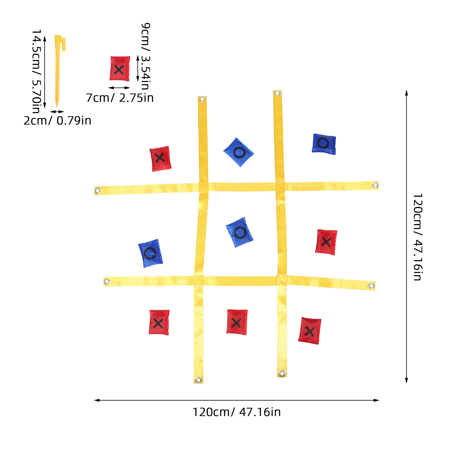 1セット 1セット分の巨大な屋外三目並べゲームストラップ、耐候性、芝生、パティオ、庭、家族のアクティビティ、子供の旅行ゲームに