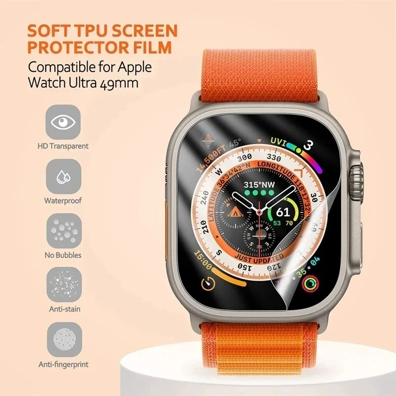 واقي شاشة لساعة أبل ، غطاء فيلم ، ملحقات لسلسلة iWatch Ultra 8 ، 7 ، 6 ، SE ، 5 ، 4 ، 3 ، 49 ، 44 ، 40 ، 45 ، 41 أو