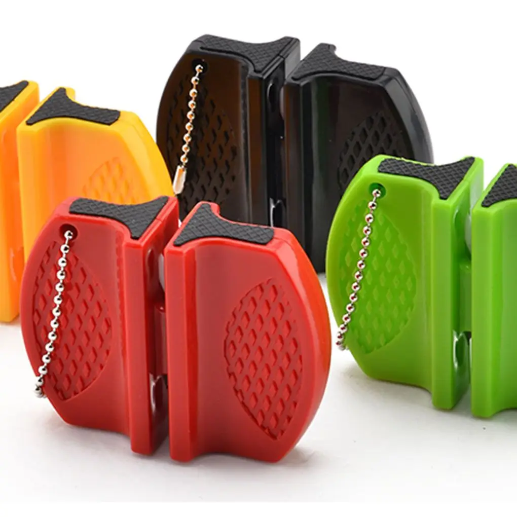 Mini Kitchen Cutter Sharpener Butterfly Type Two-stage Pocket Camping Hiking Sharpener Household Sharpening Stone