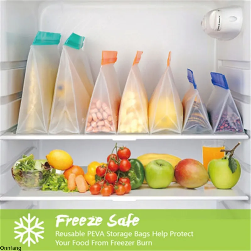 Food Storage Bag Upgrade Leakproof Top Stand Up Reusable Freezer Sandwich Ziplock Bag Silicone Bag Food Preservation