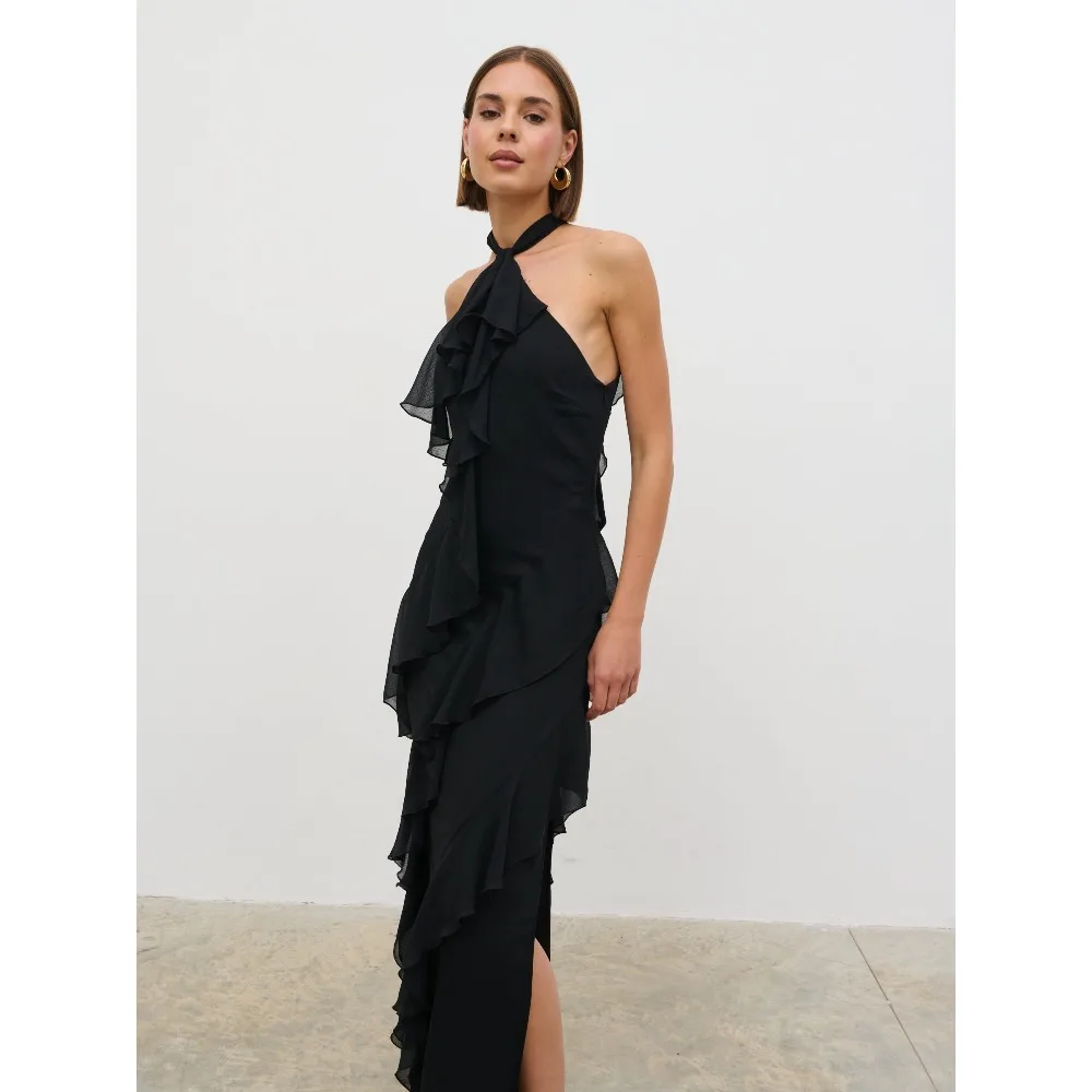 Customized Halter Neck Mother of Birde Dresses 2026 for Weddings Women Ruffles Elegant Evening Dress Layered Tiered Party Gowns