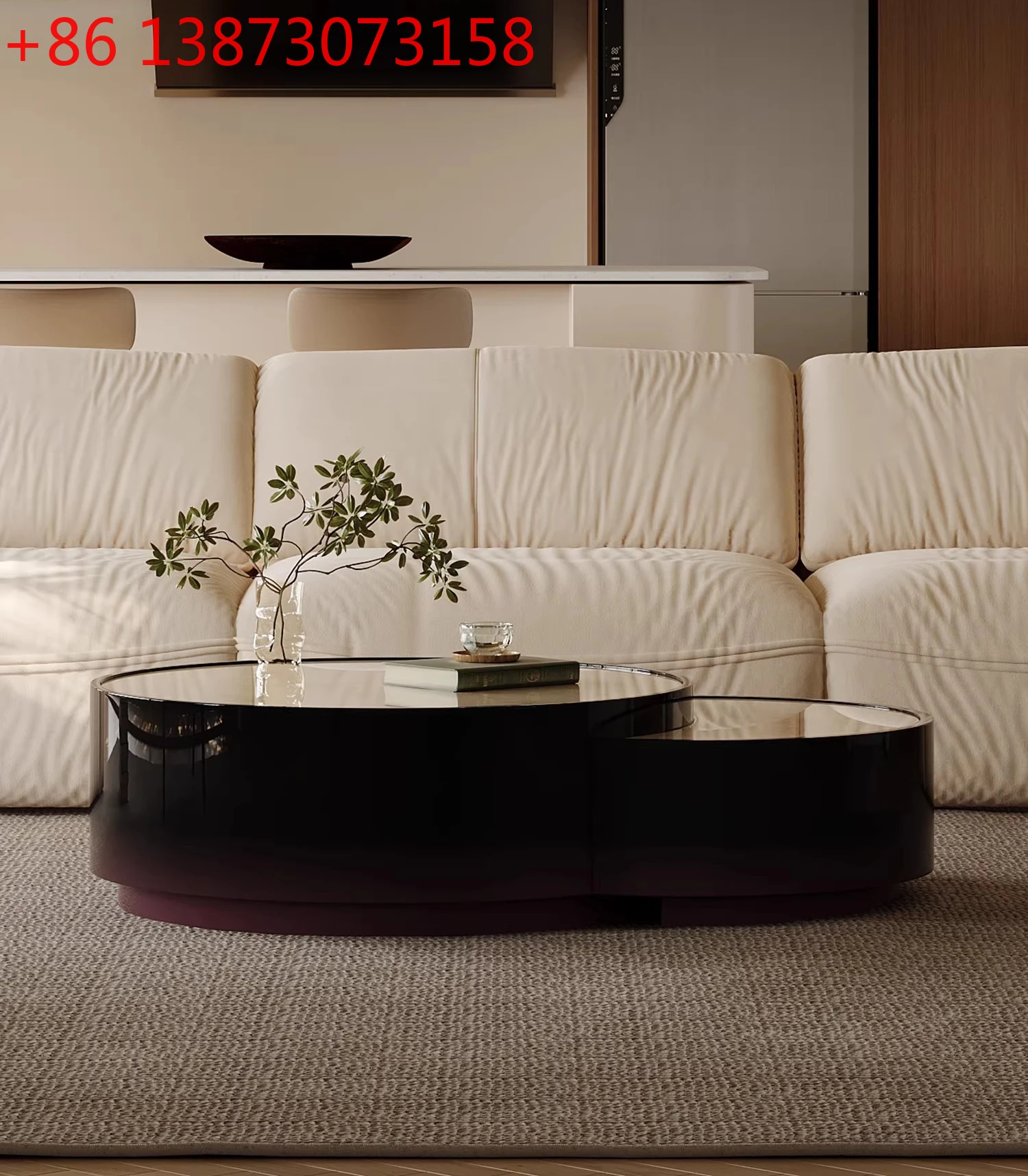 

Итальянский минималистичный круглый журнальный столик из натурального камня с яркой глянцевой отделкой для гостиной, новинка 2026 года, дизайнерский, премиум-класса