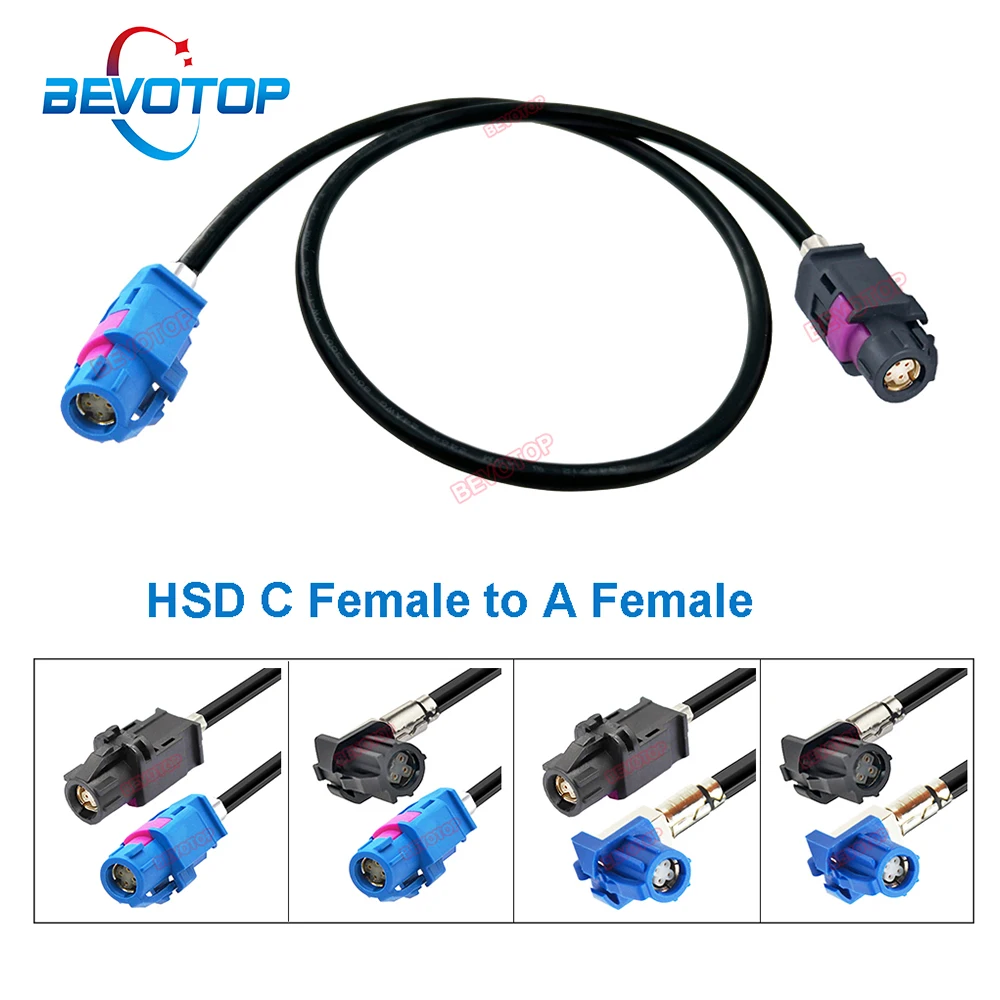 1PCS Car LVDS Video Line Wire Harness 4Pin HSD Black A to Blue C Female Straight/Right Angle 90° Jack 4-Core 535 BEVOTOP Cable