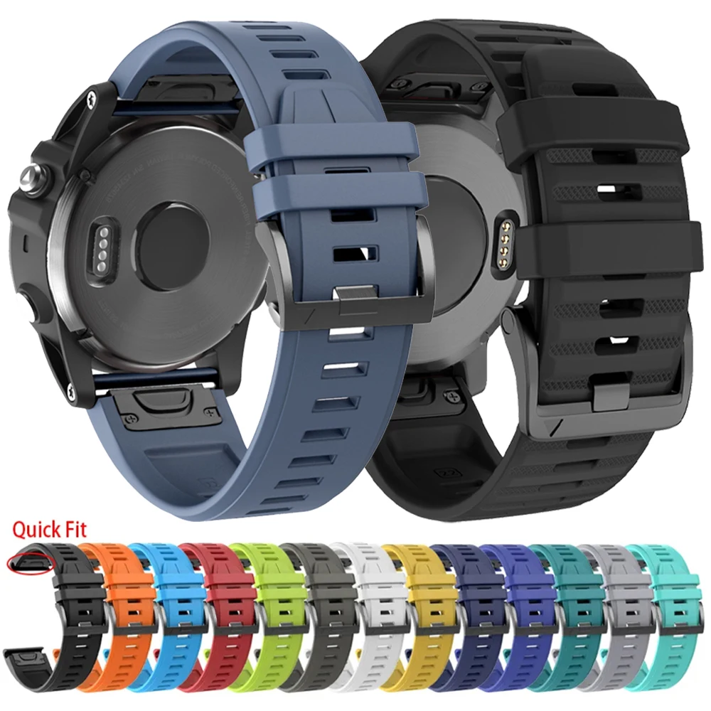 Quickfit 22 26mm Watch Strap for Garmin Descent Enduro 2 MK3i/Mk2/Mk2i/Mk1/Epix Pro G1 D2 Band Outdoor Sports Silicone Watchband