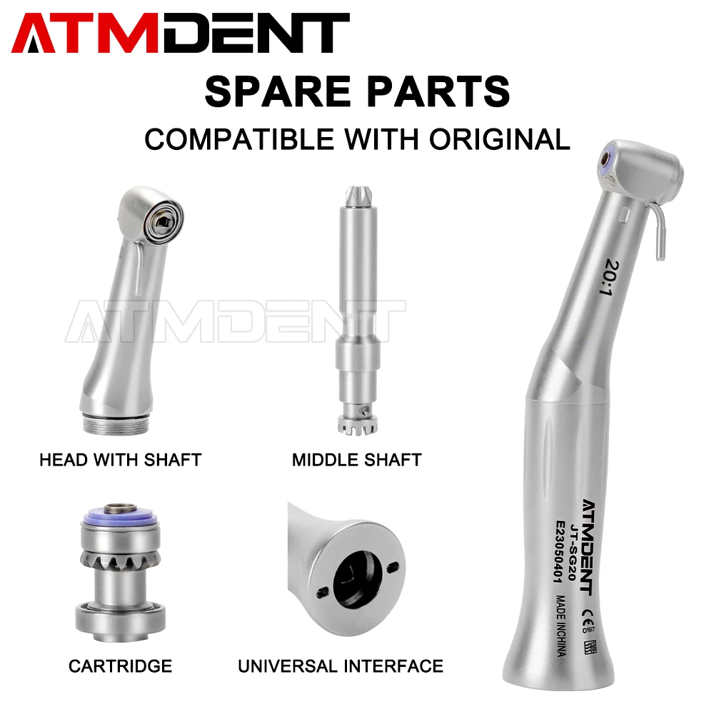 Dental 20:1 Implant Contra Angle Slow Low Speed Handpiece Fit for E Type  Dental Implant Micromotor