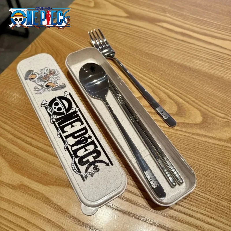 Zestaw naczyń One Piece Nika Luffy & Chopper 2025 - łyżka, widelec, pałeczki ze stali nierdzewnej 304, przenośny prezent na imprezę anime
